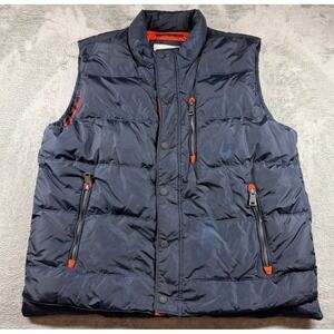 Orvis Puffer Vest Mens Large Navy Down Outdoor Hiking Fishing Full Zip